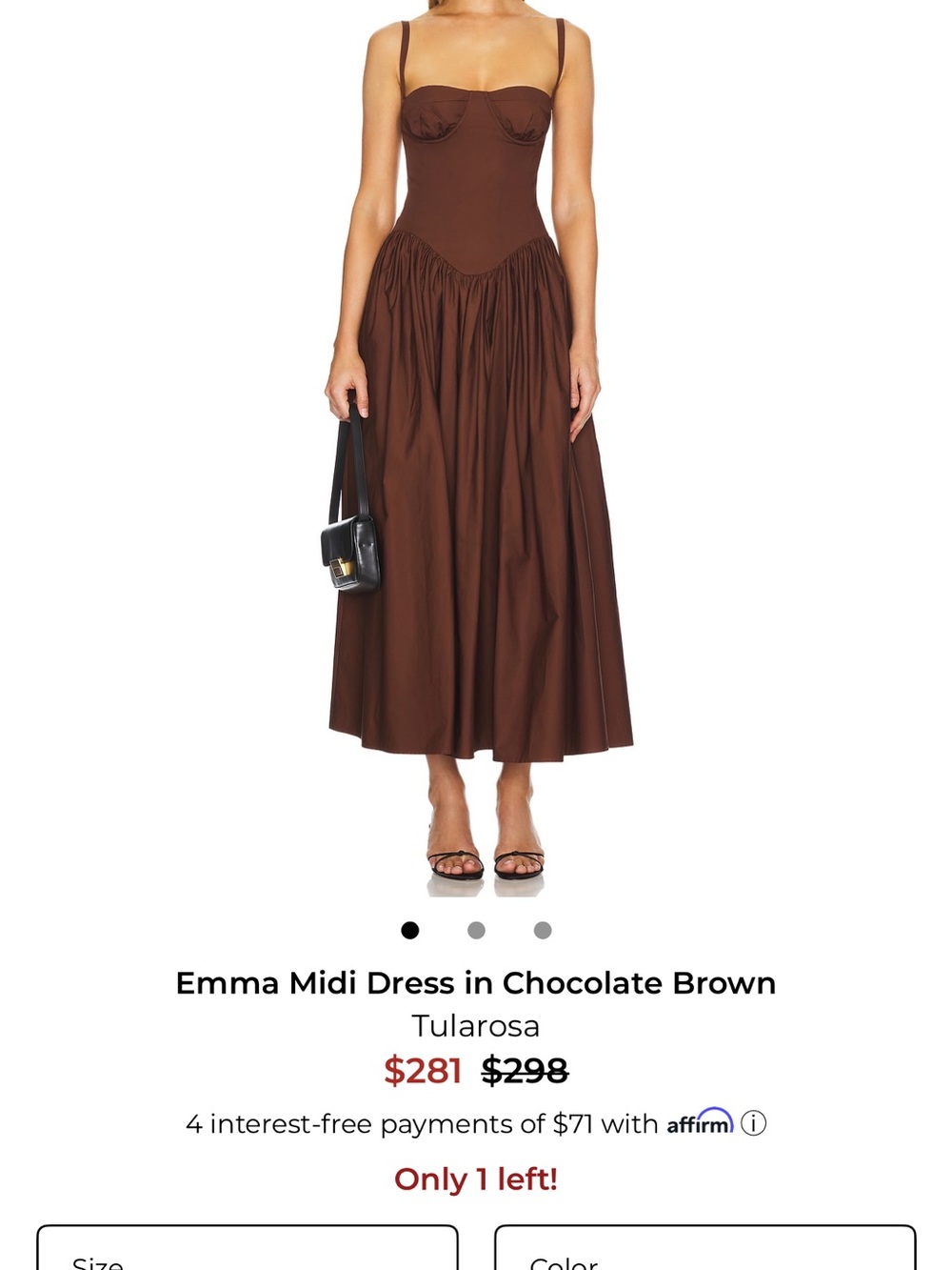 Tularosa Emma Midi Bustier Dress in Chocolate Brown